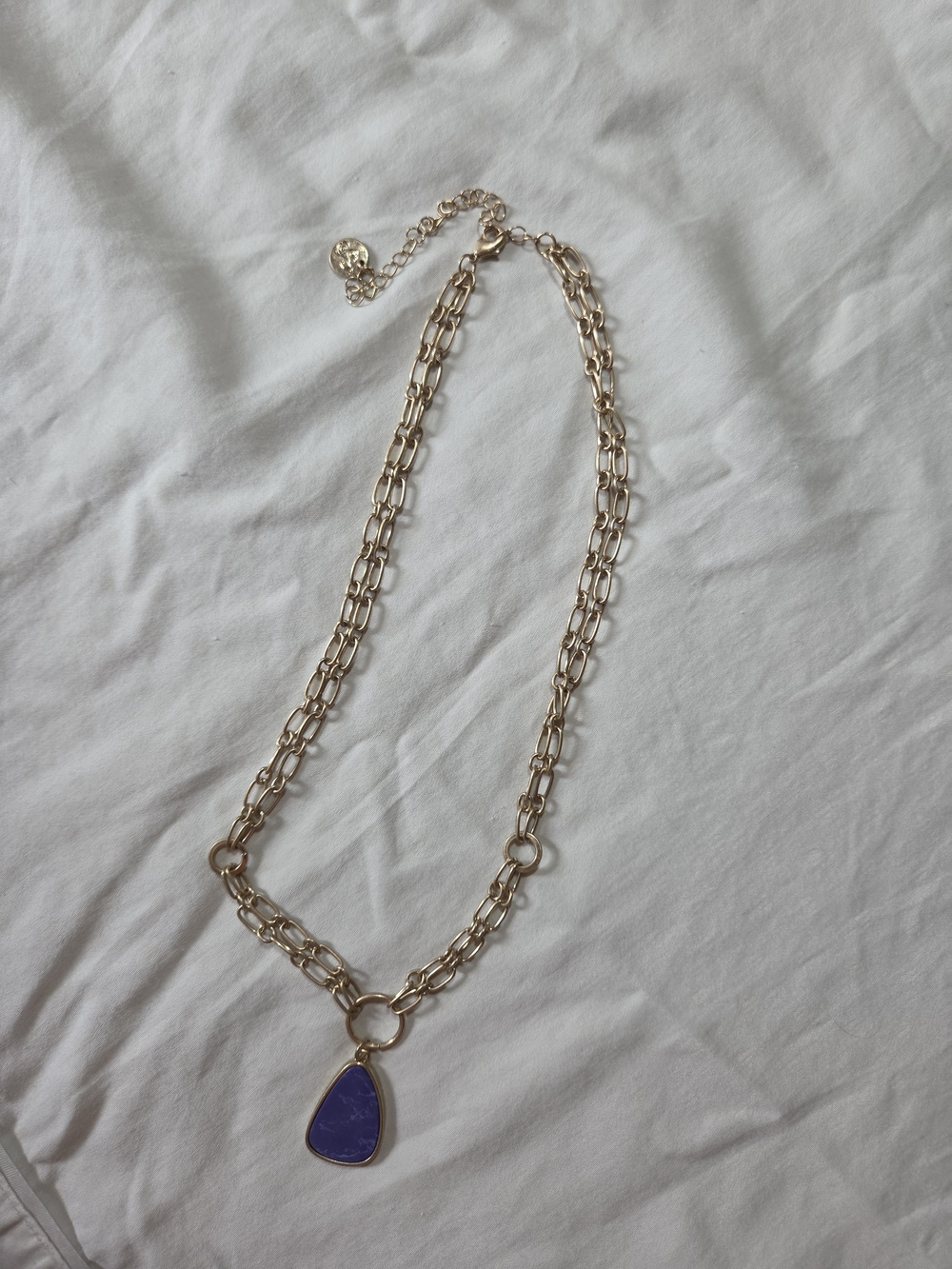 Plunder Gold Chain Necklace with Blue Pendant